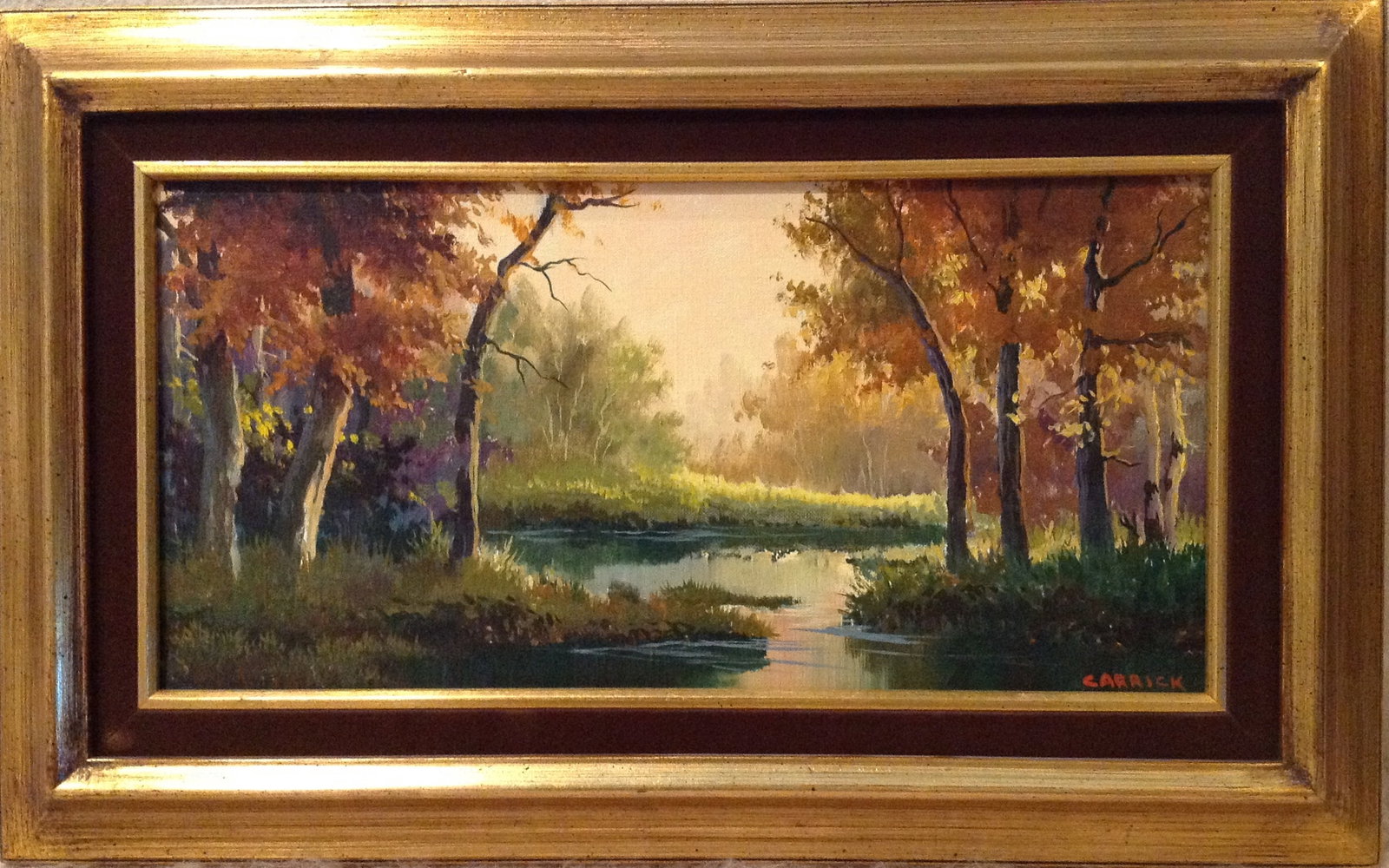 Beverly Carrick (1930-2012) California Oil Painting On Canvas. Signed: Beverly Carrick (1930-2012) California Beautiful Oil Painting On Canvas. Signed lower right. Dimension : Frame: 13 x 21" Site: 8 x 15 3/4" Well listed California artist. In 1963 after studying with