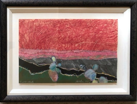 Julie Gilson- Mix Media: Julie Gilson Mix Media Title: Pueblo Black Year: 1985 Framed: 20 x 27" Art: 12 1/2 x 19 1/2"