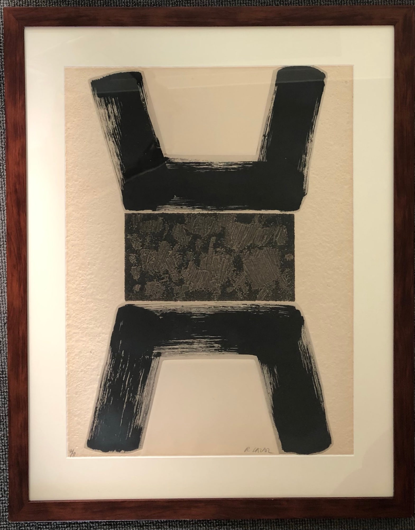 Raoul Lazar - Signed Print: Raoul Lazar (b. 1939-) French Gorgeous framed etching/carborundum gravure. Signed: yes Edition size : 99 Dimension : Frame: 31 x 39" Site: 29 1/2 x 21" Provenance: Gallery Label Verso. If desired we