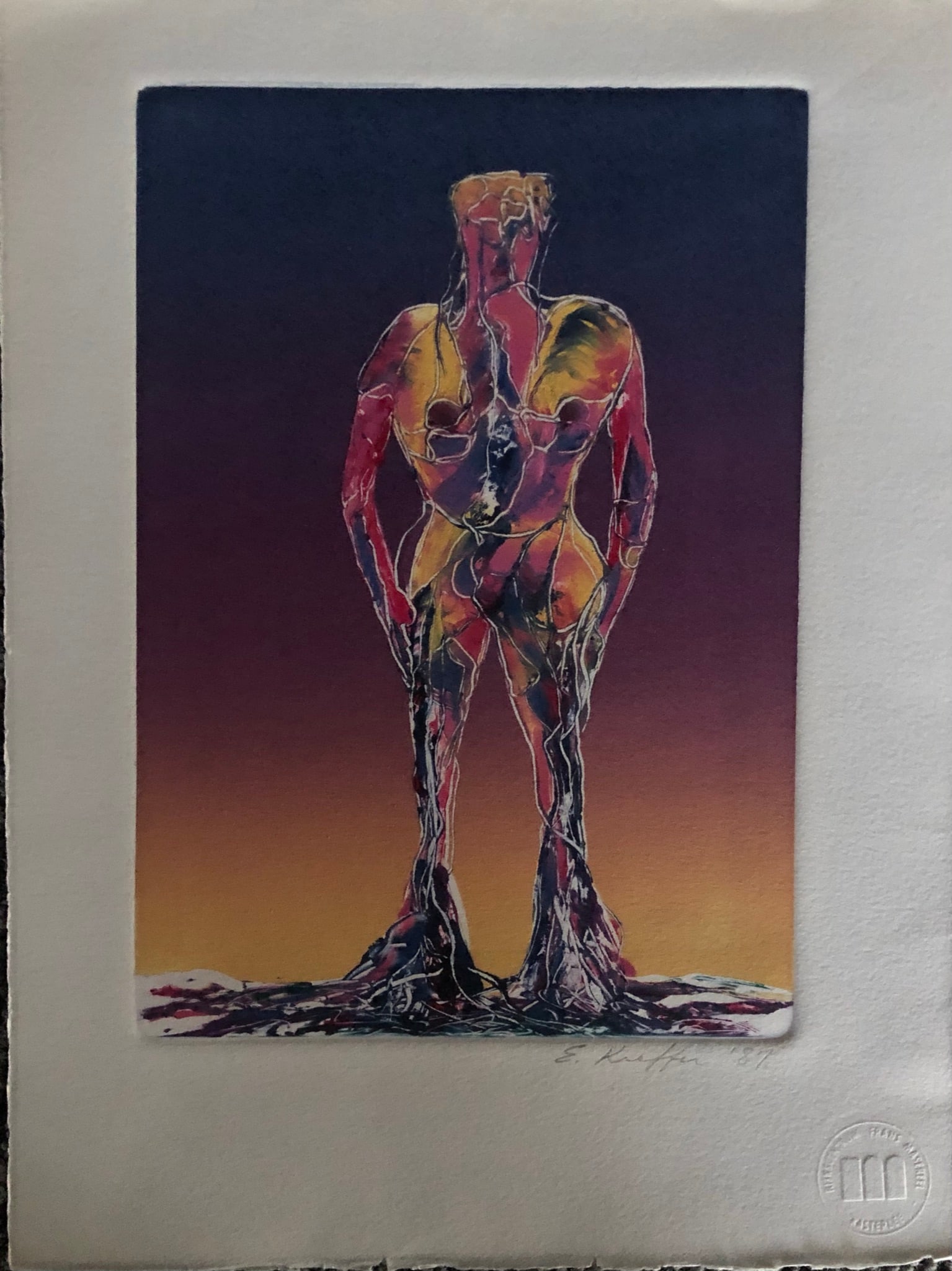 Ellen Kieffer - Color Etching: Ellen Kieffer - color etching signed/dated lower right stamp lower right dimension : 13 x 10" Kieffer was a bay area artist w/ a Masters of Fine Arts in Printmaking. Her first montypes were in the mid