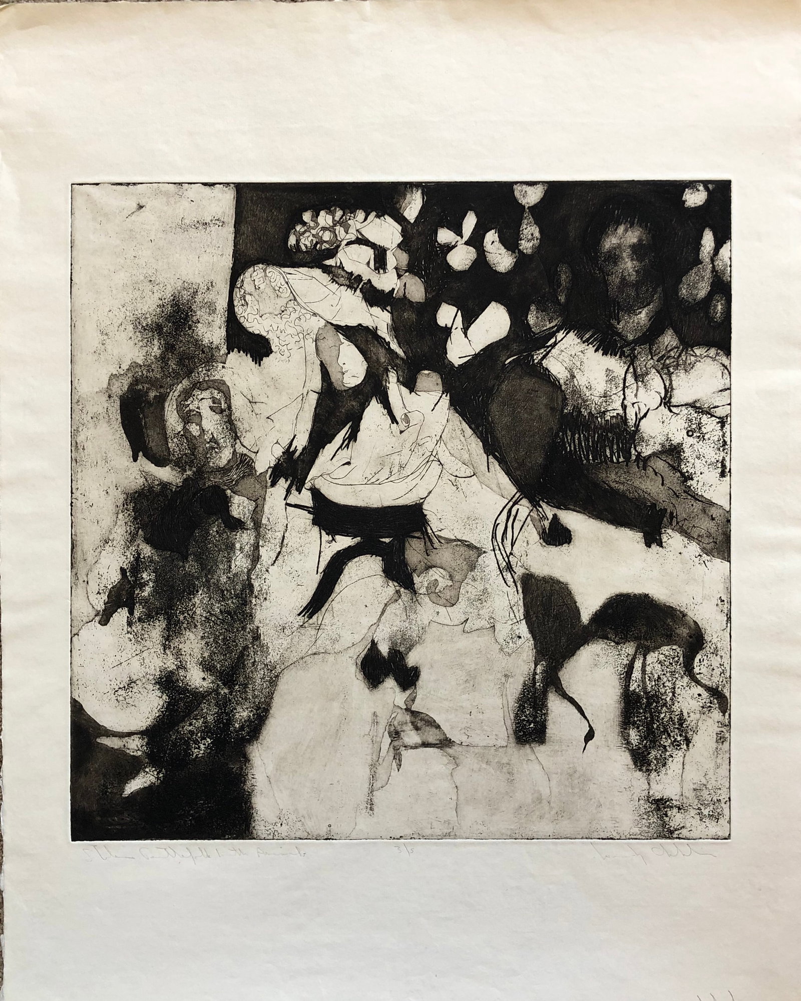 Wesley Chamberlain (1932-1990) Etching mid century: Wesley Chamberlain (1932-1990) California. Etching. Small edition 3/5. Signed lower right twice. Title bottom left. Watermark lower left. Dimension: Sheet: 22 3/4 x 18. Image: 12 3/4 x 14 3/4. Well