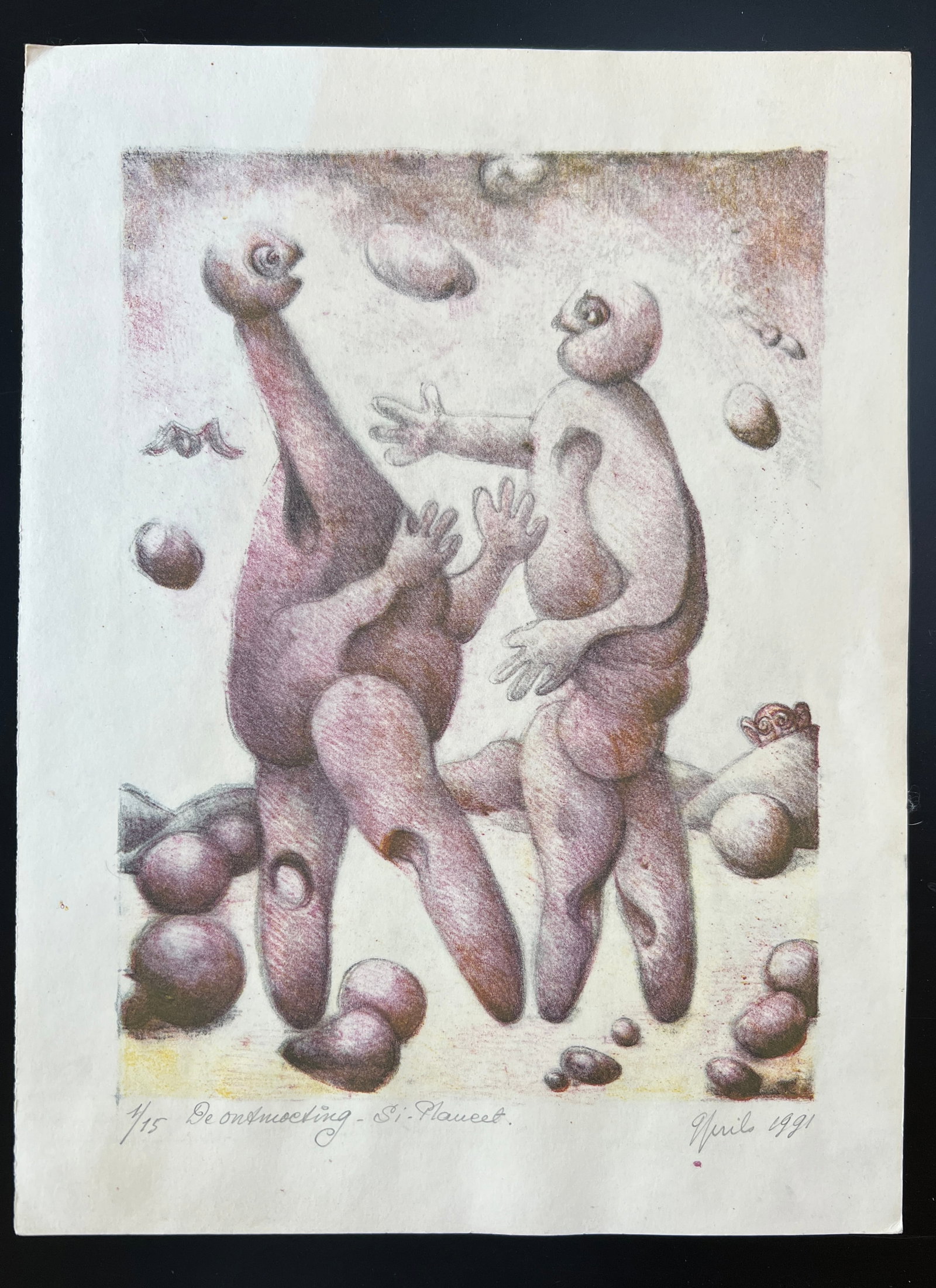 Gustaaf Prils (Belgian 1921-2006) surreal lithograph, signed/dated (1 of 2)