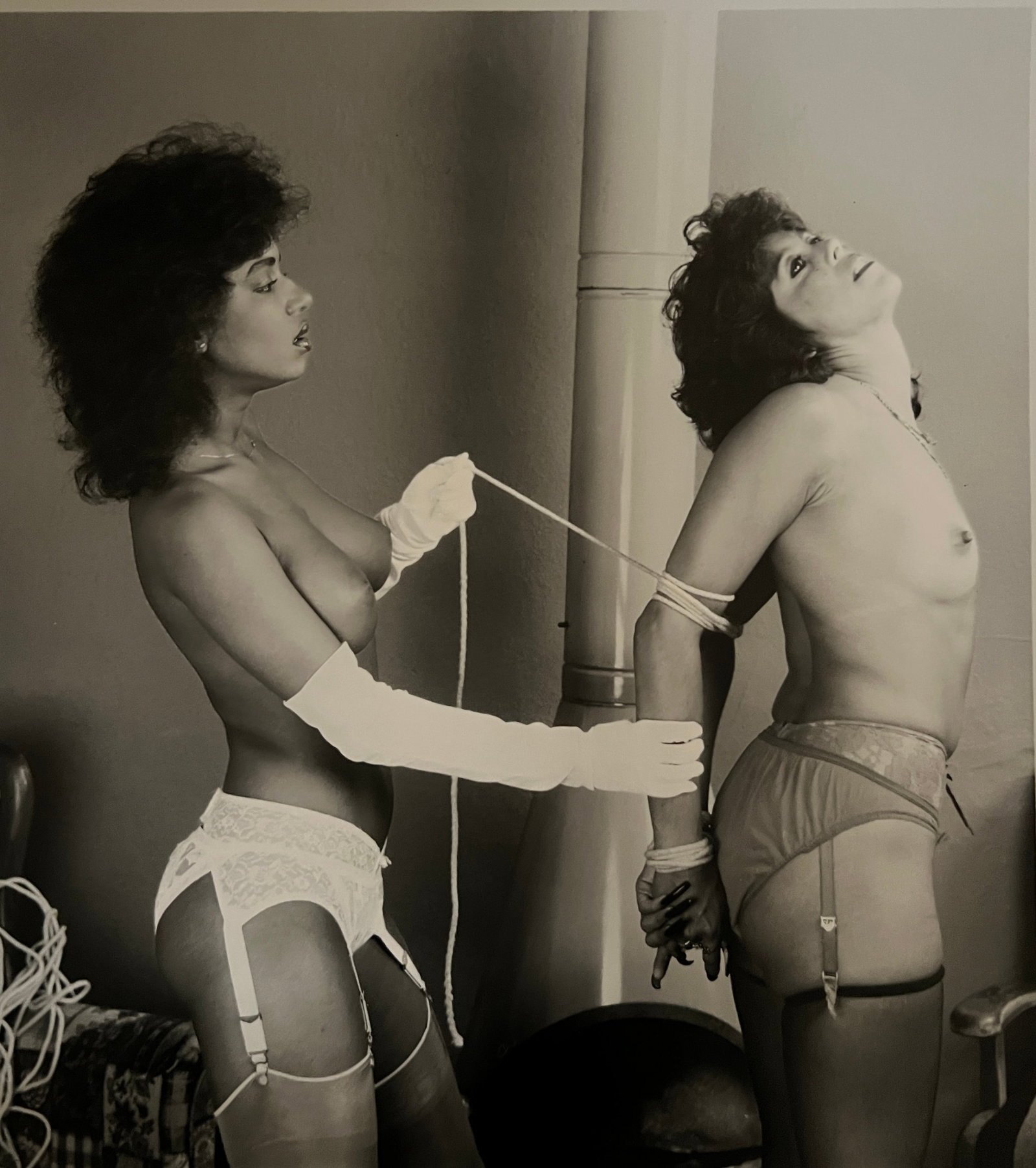 Vintage Mid Century Modern Nude Erotic Silver Gelatin Photograph for Magazine Photo Shoot: Vintage Professional Shoot w/ Nude Model for magazine- mid century modern period (ultra cool fireplace) Sheet 14 x11 Image: 9 1/2 x 8 1/2