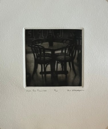 Art Werger (1955-) Mezzotint: Art Werger (1955-) Title: 5 AM San Francisco Series: Time frames from Midnight to Midnight Year: 2002 Type: Mezzotint. Title inscribed in pencil under the image, signed and dated. AW= artist embossed