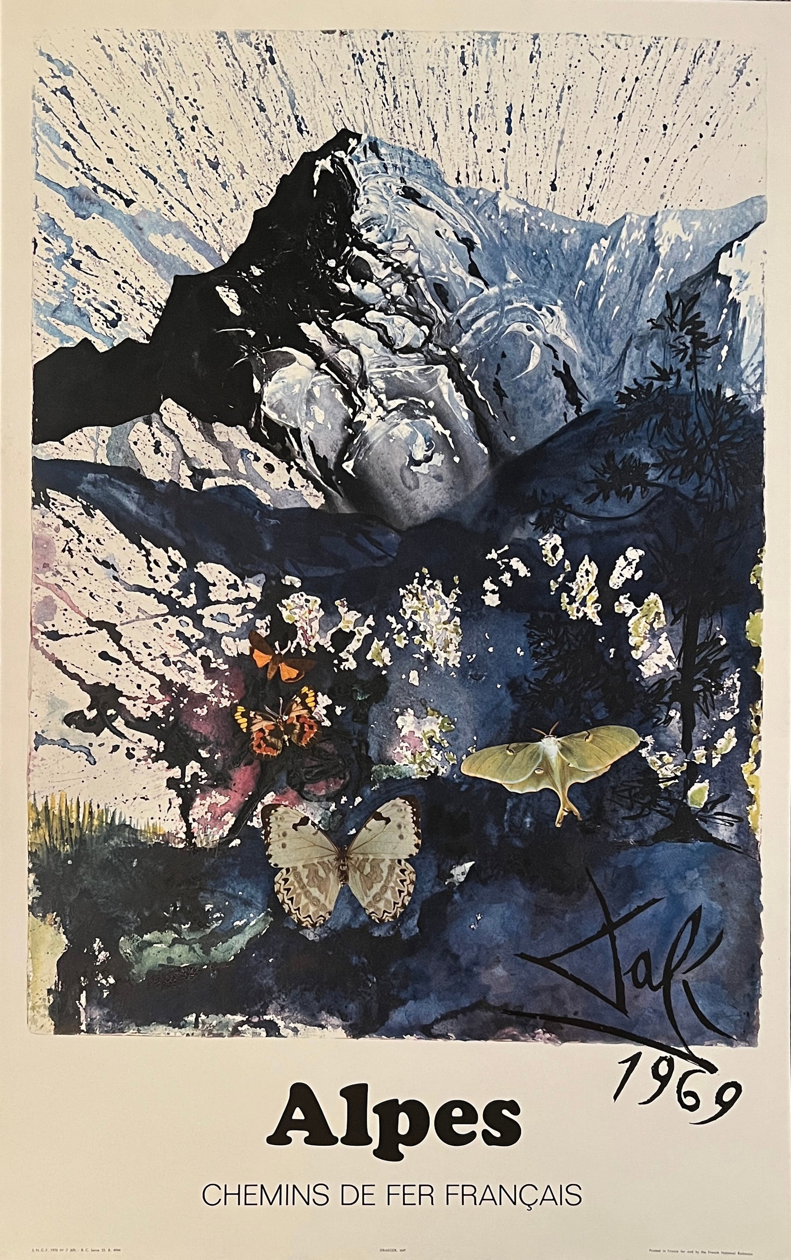 Dali 1969 Alpes Chemins De fer Francais: Dali - 1969 Alpes-Chemins De Francais - 39 x 24 1/2 -Draeger Imp (printed in France) for and by the French Natl Railways.