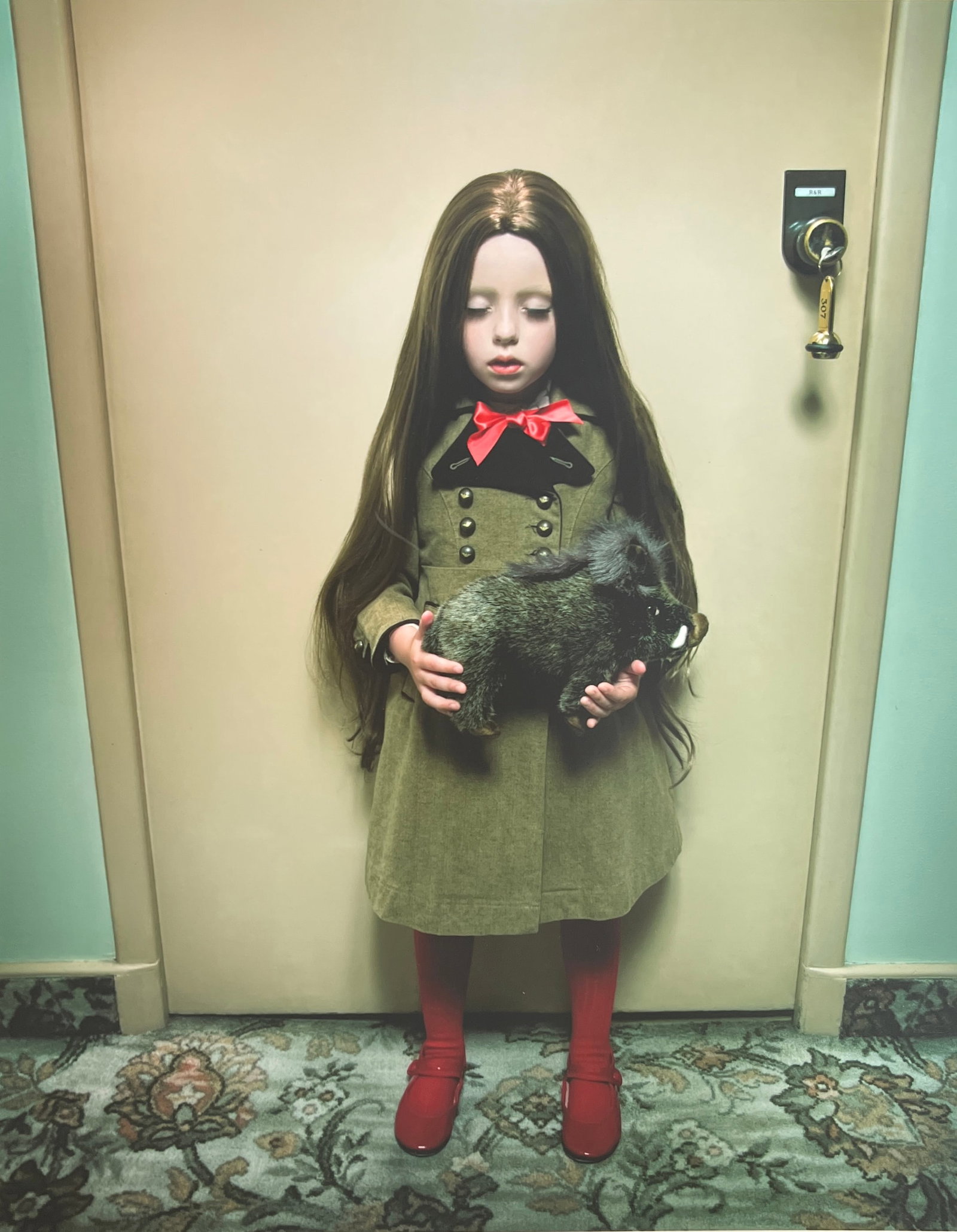 Rene & Radka Limited Edition AP print- young girl in red shoes holding stuffed animal (1 of 2)