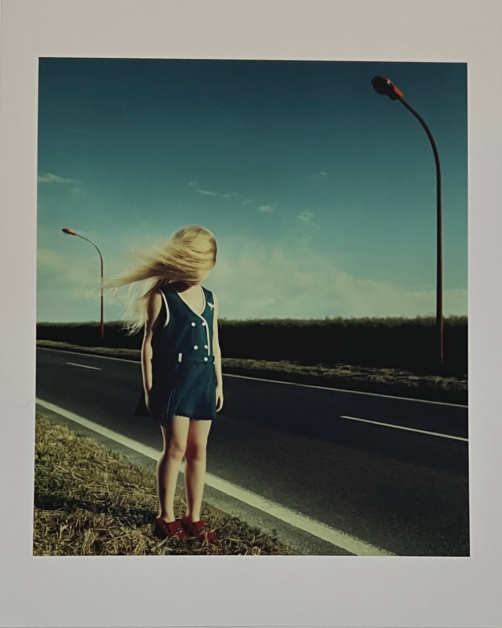 Renae & Rakda-limited edition AP print- blonde hair girl in red loafers at side of road (1 of 2)