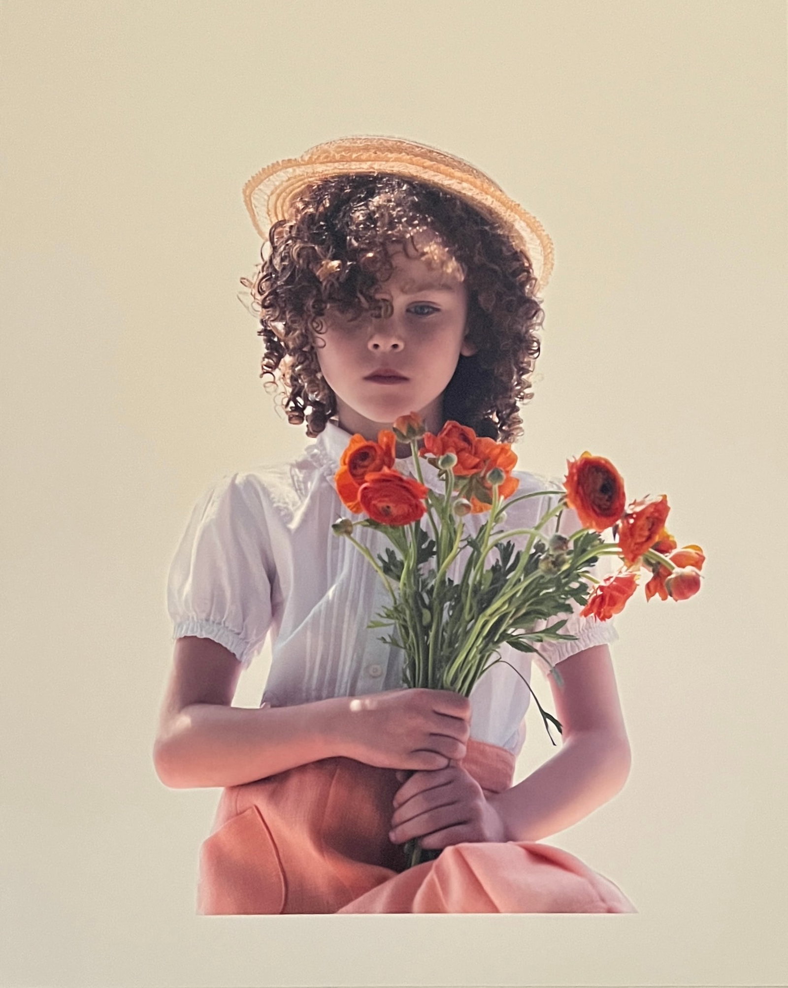 Rene & Radka-lmited edition AP print- Young girl with curly hair holding flowers (1 of 2)