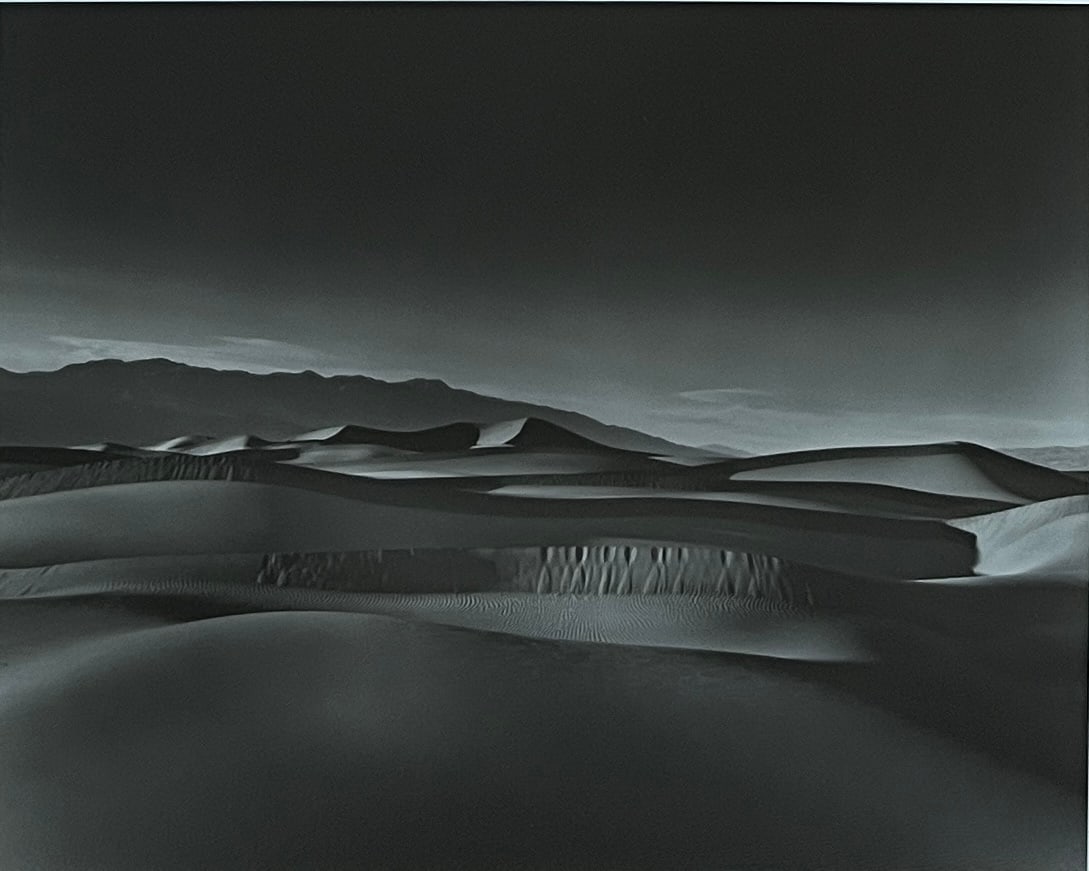 Silver Gelatin Large Format Sand Dunes -Signed, Friends of Ansel Adams: Silver gelatin large format - Sand Dunes- Signed, edit 3/100Beautiful iconic image - Sand DunesSigned lower rightThis was acquired by a major collector of Ansel Adams, Morley Baer, Ed Weston, Roman Lo