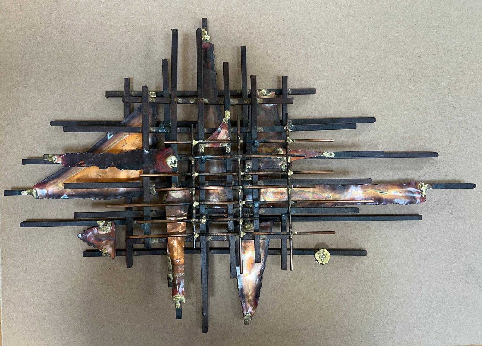 Art Piatt -Brutalist Mid Century Nailhead signed: Art Piatt - Brutalist Mid Century Modern Nailhead Signed Beautiful work of his. Great size.Dimensions: 22' x 15" x 2 1/4'