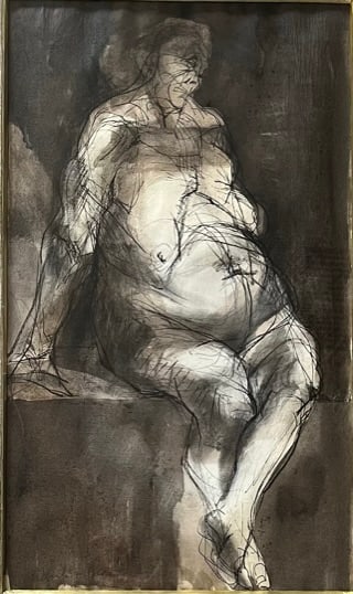 Howard Warshaw (1920-1977) Nude Seated- Mix Media Signed 1960 (1 of 3)