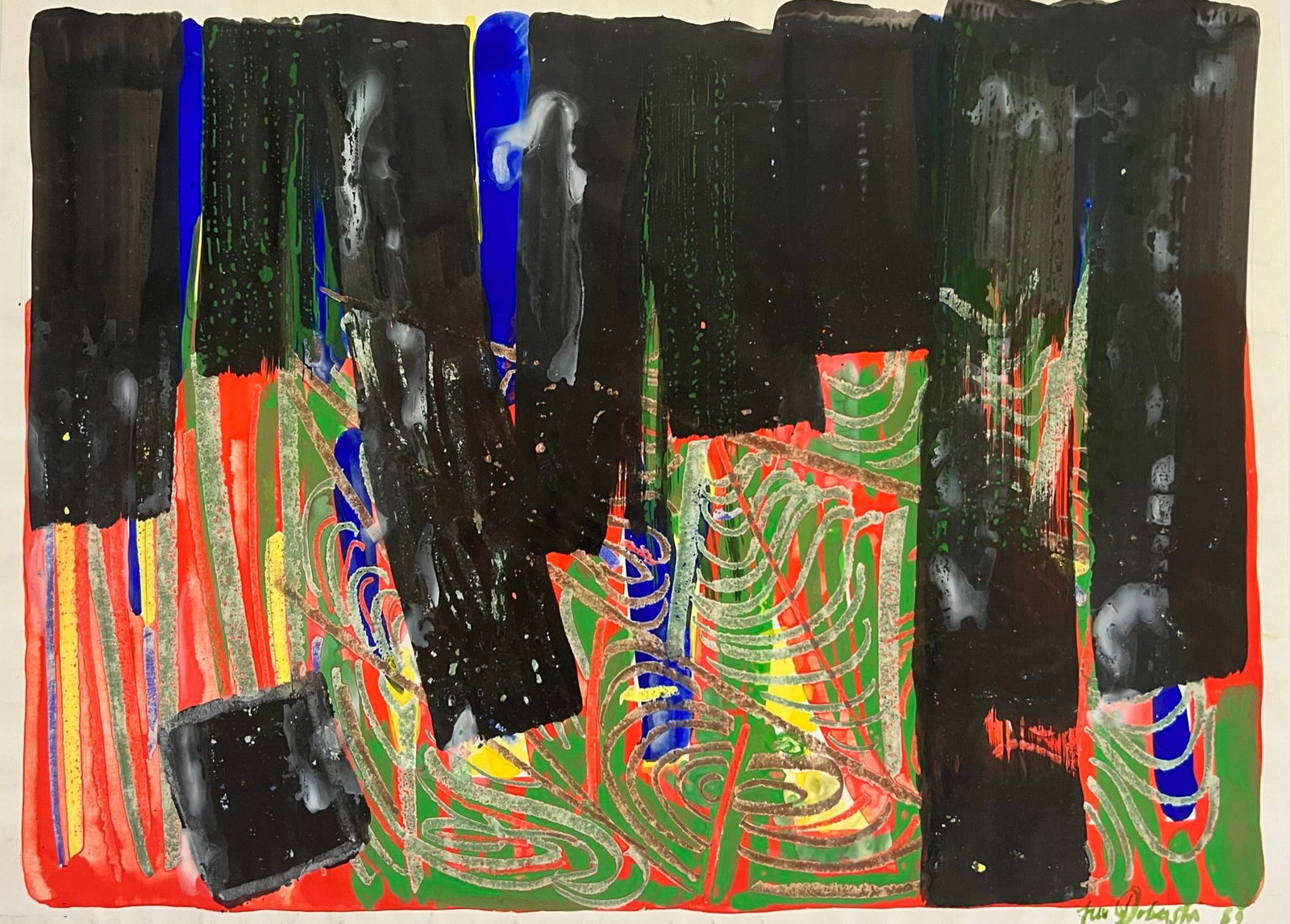 Jun Dobashi (1910-1978) painting 1969: Jun Dobashi - Japanese (1910-1978) Gouache and Watercolor on paper. Title : Paris # 23 Dimension: 15 3/4 x 21 1/2 Signed and Dated lower right . The artist work is held in many important private and