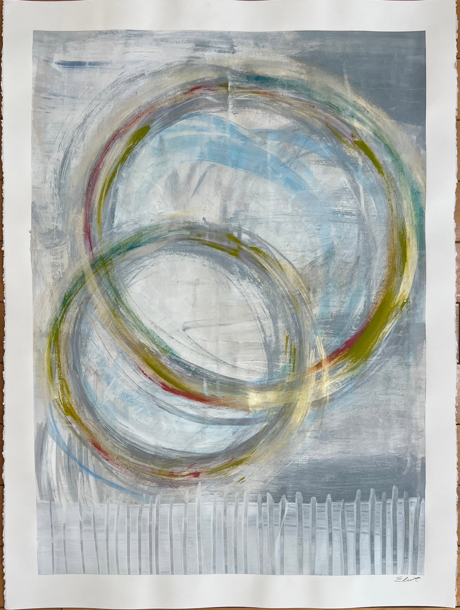 Abstract painting on paper, signed Eliot (1 of 2)