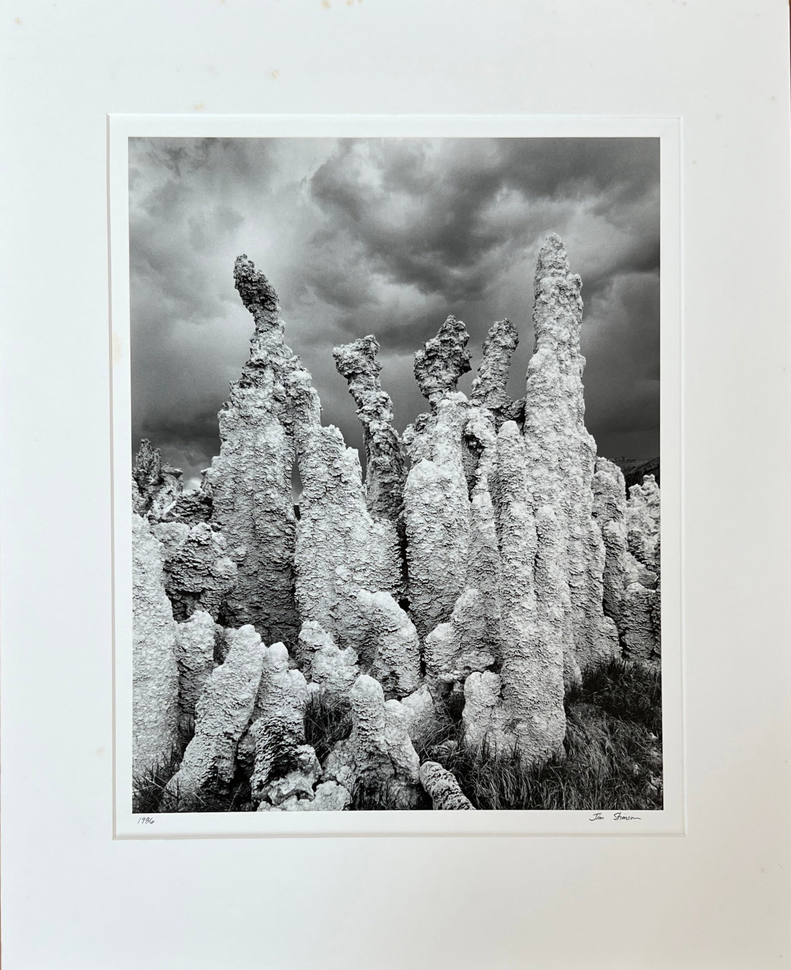 Jim Stimson -" Tufa Towers" vertical Mono Lake, Ca. Photograph signed lower left , dated 1986 (1 of 4)