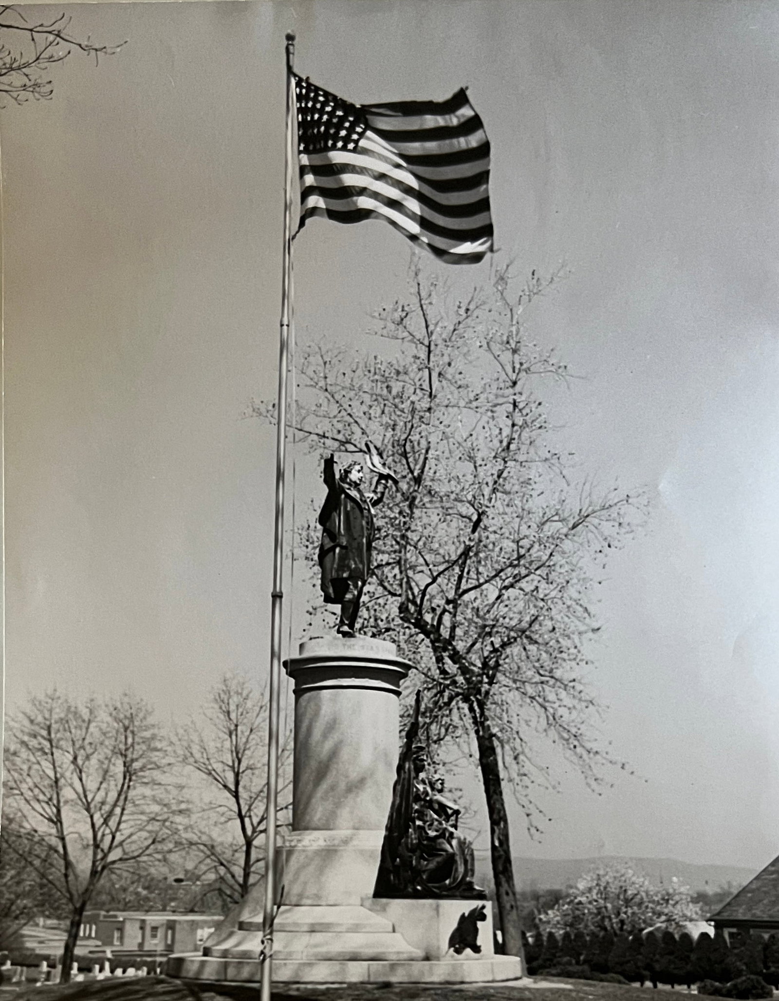 Marguerite Baker Johnson - Mid Century Photograph- Prominent Americana Photographer. Statue with: Photographer : Marguerite Baker Johnson. Black and white Vintage Mid Century Photograph. Dimensions: 9.5 x 7.5 Stamped Verso. Johnson was a native of Brussles Belgium and was a noted female photograph