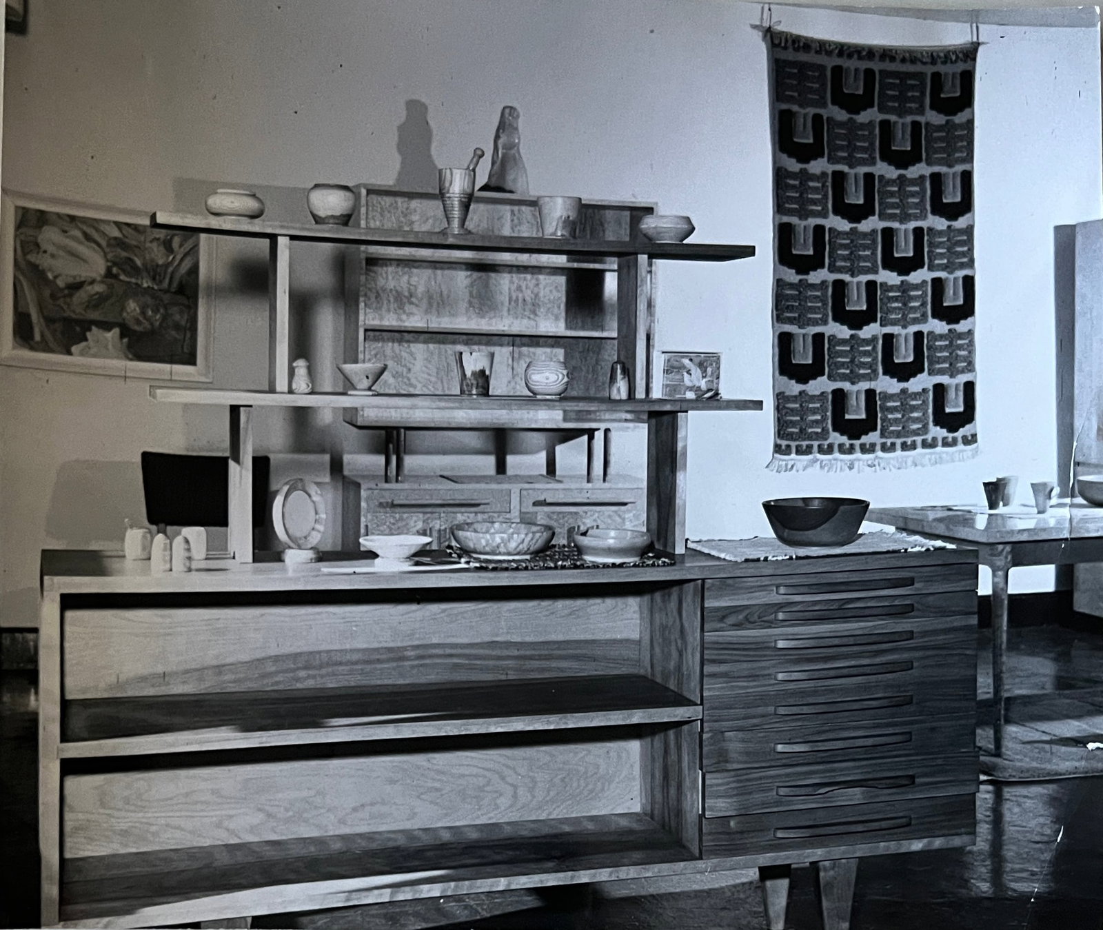 Marguerite Baker Johnson - Mid Century Photograph- Prominent Americana Photographer. MCM Furniture.: Photographer : Marguerite Baker Johnson. Black and white Vintage Mid Century Photograph. Dimensions: 7.5 x 8.5 Stamped Verso. Photo of Baker on Reservation - Tent entrance. Johnson was a native of Bru