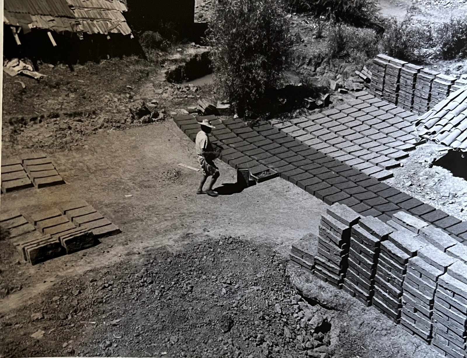 Marguerite Baker Johnson - Mid Century Photograph- Prominent Americana Photographer. Laying Brick -: Photographer : Marguerite Baker Johnson. Black and white Vintage Mid Century Photograph. Dimensions: 7.5 x 9.25 Stamped Verso. Johnson was a native of Brussles Belgium and was a noted female photograp