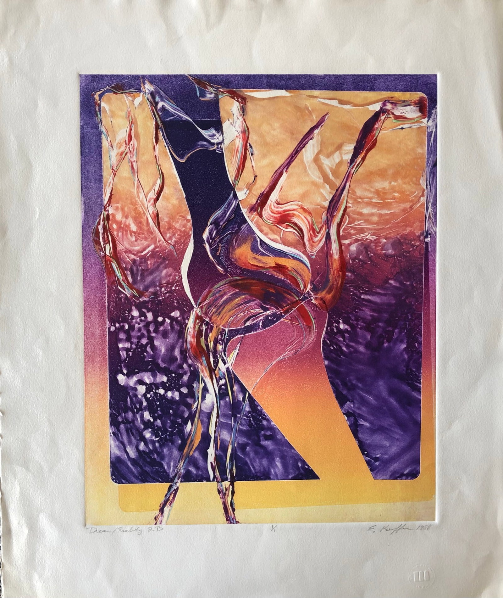 Ellen Kieffer- Monoprint: Ellen Kieffer - Monoprint (one off art work) Edition 1/1 Title: Dream Reality 2B Signed lower right Stamped lower left Dimensions: 26 1/4 x 22 1/4" Kieffer was a bay area artist w/ a Masters of Fine