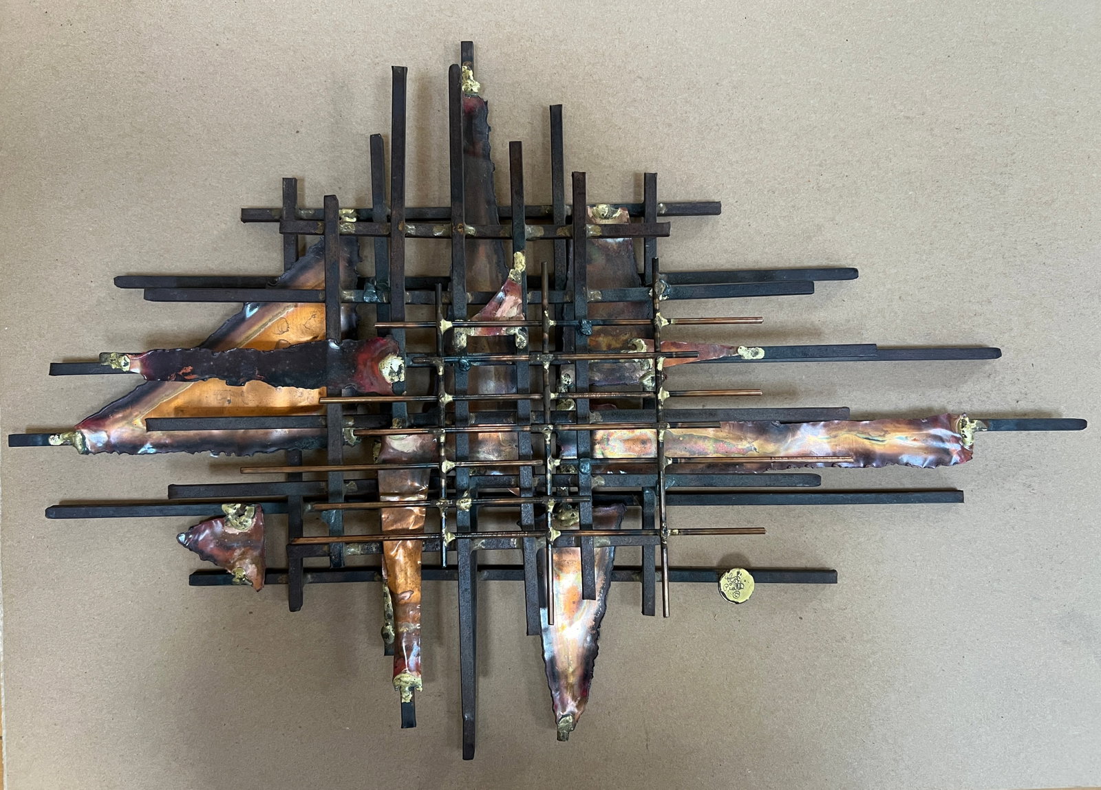 Art Piatt -Brutalist Mid Century Nailhead signed: Art Piatt - Brutalist Mid Century Modern Nailhead Signed Beautiful work of his. Great size.Dimensions: 22' x 15" x 2 1/4'
