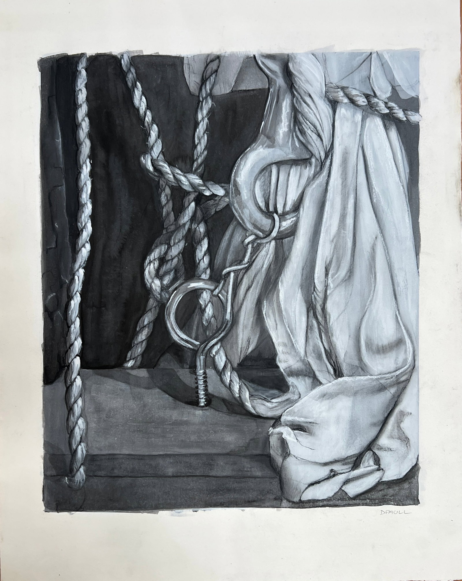 Donald Paull ( Australia) Charcoal: Donald Paull - Australian painter, illustrator and well known muralist. charcoal still life. Signed lower right. sheet: 23 1/2 x 18 1/2".