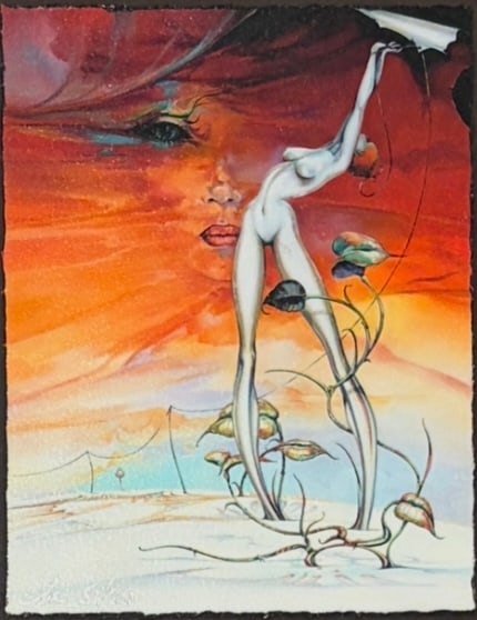 Surreal "Life Force" signed/numbered/dated: Surreal Art Print. Signed lower left. Edition: 51/250 Title: Life Force Year: 2015. Dimension: Frame: 21 1/2 x 17 5/8" Art Print: 7 3/4 x 6" we lost track of the artist name over the years.