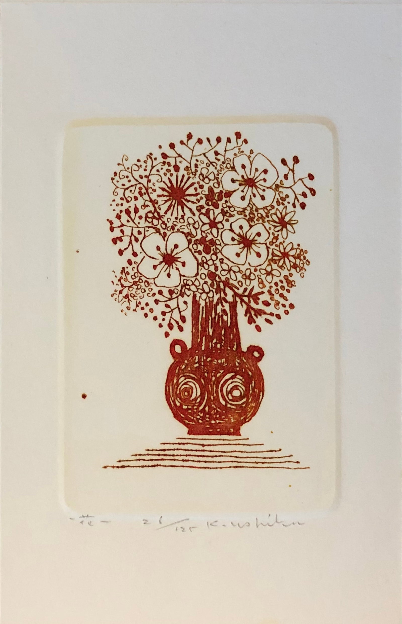 KENJI USHIKU ( 1922-2012) - Color Etching " Vase" (1 of 3)