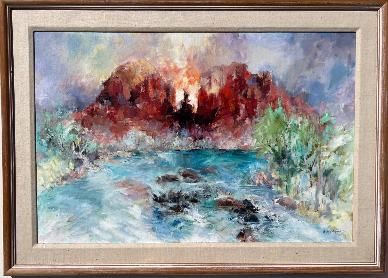 George Norman - Painting: George Norman - Southwest painting on canvas. Acquired from New Mexico gallery 20 years ago. Signed lower right. Frame: 31 x 43" Painting: 23 1/2 x 35 1/2" Beautiful.