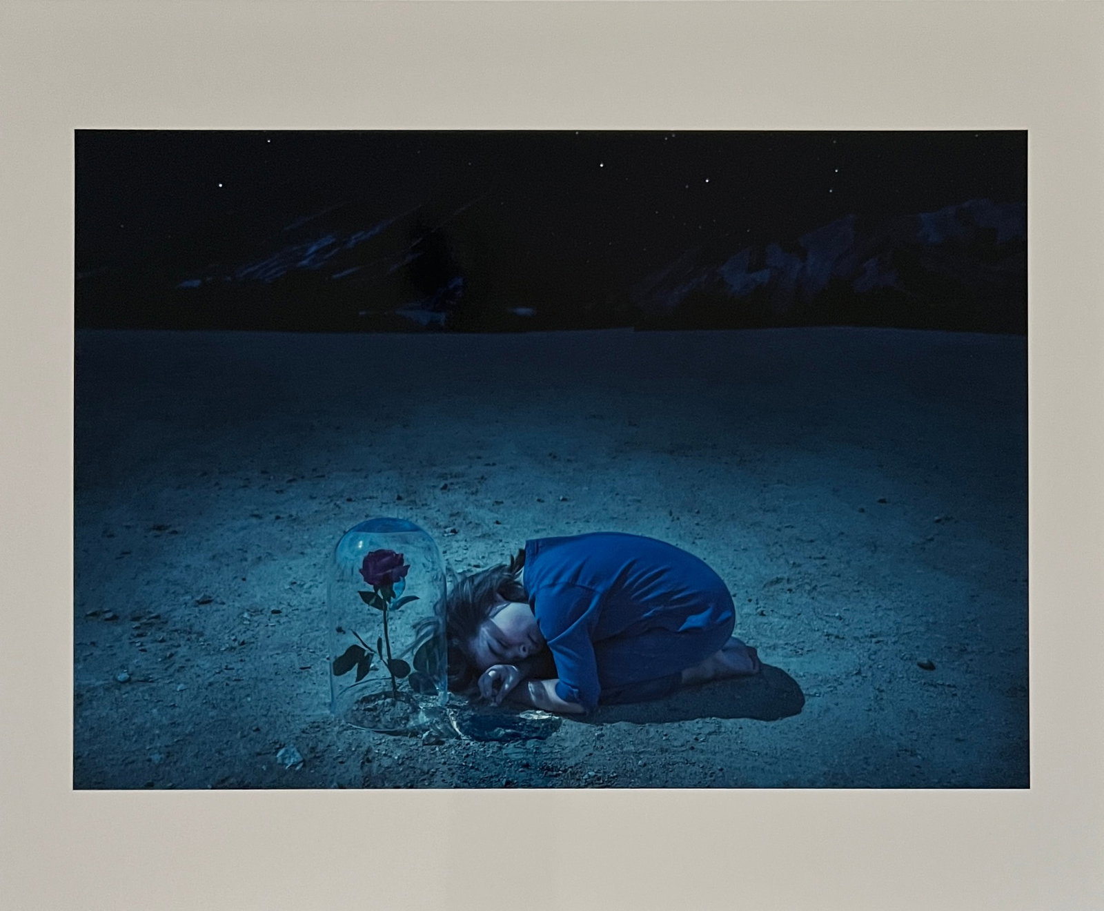 Rene & Radka. Photograph-limited edition proof. Child on beach at night next to a rose in a jar: Rena & Radka (Rene Hallen - Germany / Radka Leitmeritz -Czech Rep) Limited Edition proof. Girl on beach at night next to a rose in a jar . Exhibitions in Paris, Slovakia, Italy, NY. 2010 National Muse