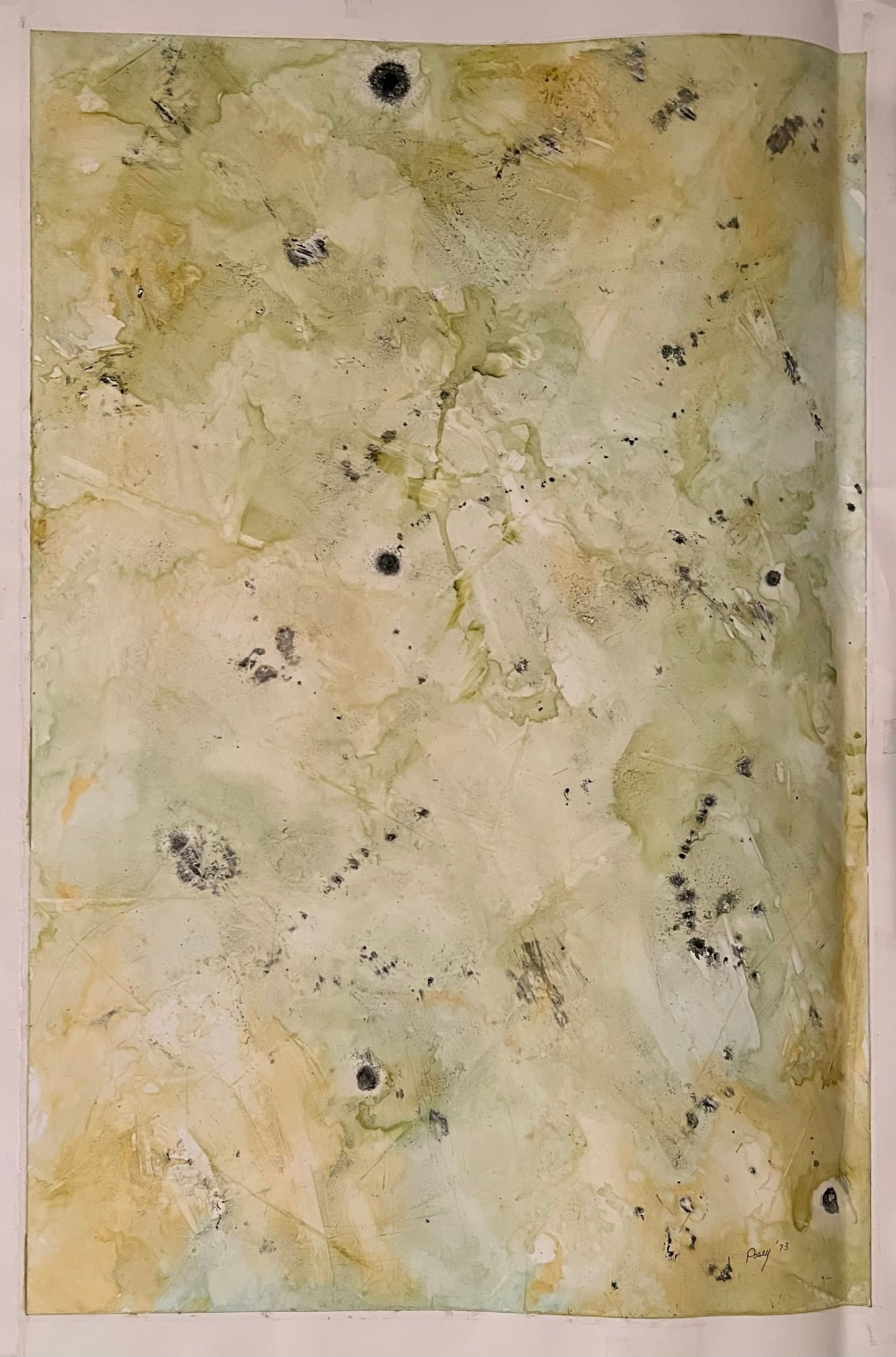 Ernest Posey (1937-2007) Painting: Ernest Posey (1937-2007) RARE Painting on semi gloss paper w/ air brush mixed medium Provenance - from Artist Studio estate Signed lower right/dated 1973. Dimension : 36 x 25". Fabulous work either ve