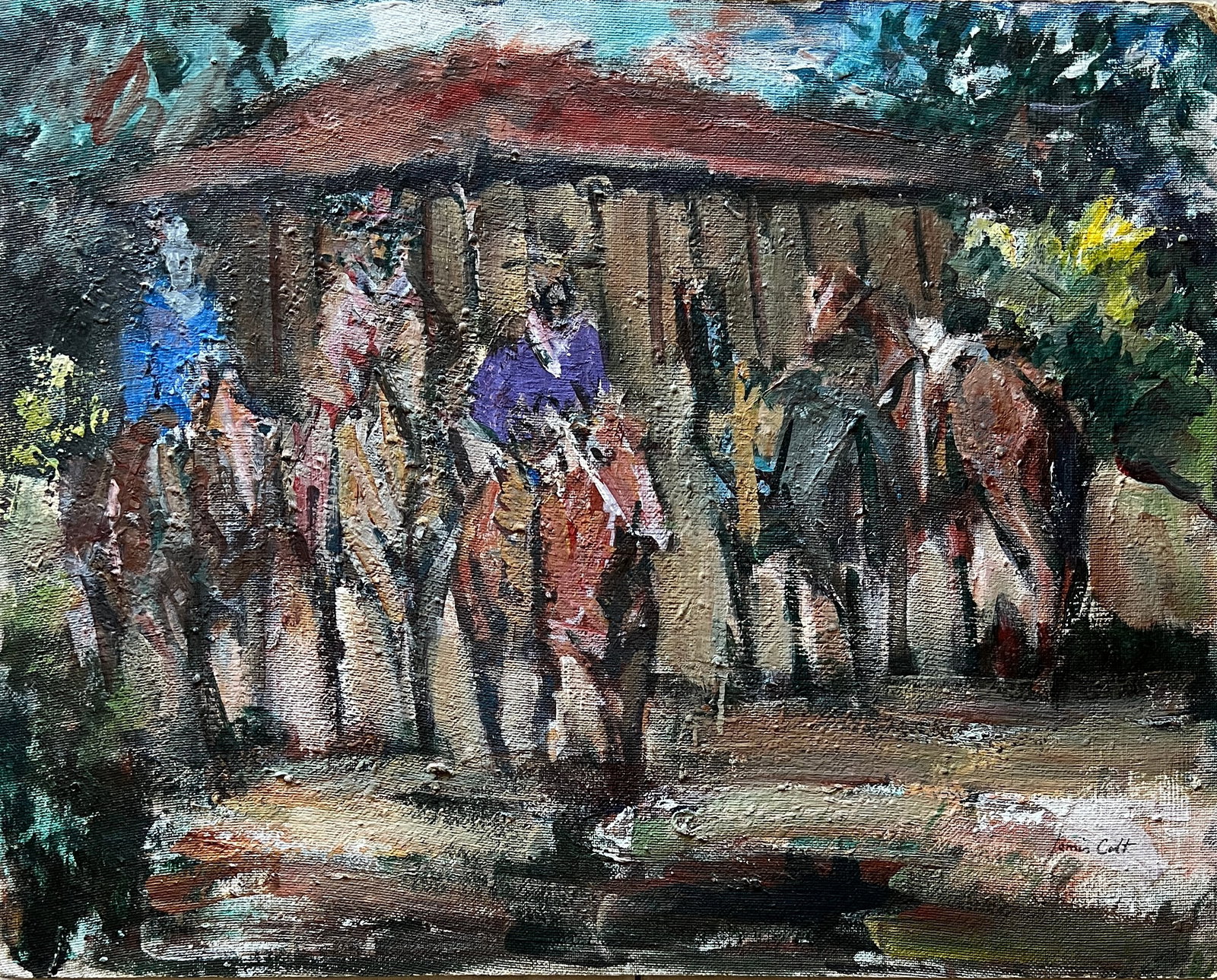 James Colt - Painting (2 sided) Signed 24 x 30": James Colt- Painting on heavy board. This is a great two sided painting of which he was known to do. Dimension: 24 x 30 Signed lower right . He is known for his Semi- Abstract Impressionism style