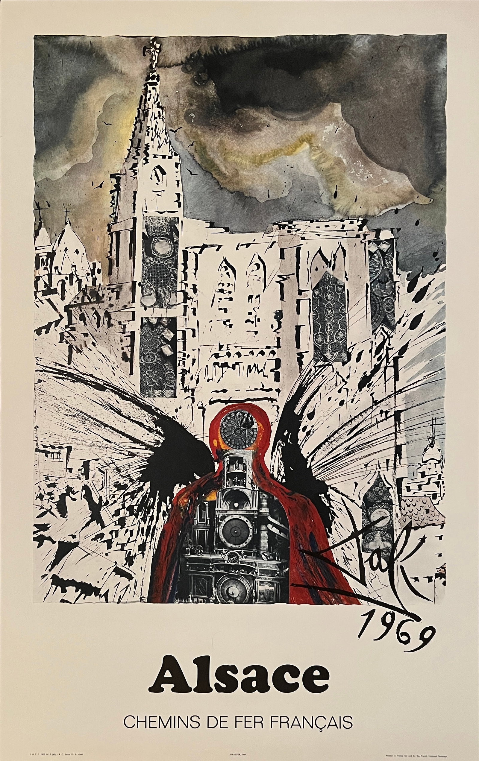 Dali - 1969 Alsace Chemins De Fer Francais (39x 24 1/2") Printed for the French National Rail (1 of 3)