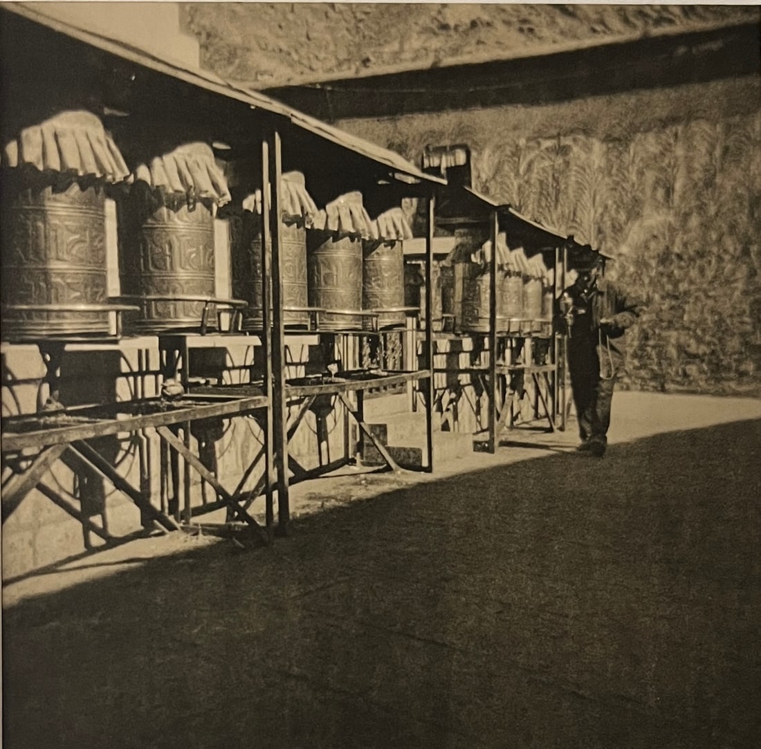 Photographic Gravure 1/5 signed- Tibetan Prayer Wheels Barkhor Circuit, Lhasa: Tibetan Prayer Wheels-Barkhor Circuit, Lhasa . Edition 1/5 signed and titled verso. 10.25 x 10.5. Mat: 16.25 x 16.5.- original fine art photopolymer gravure produced by the artist. Each print is hand 