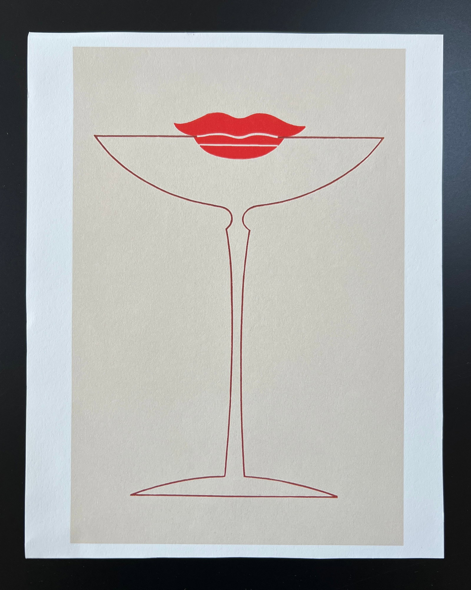Cocktail Kiss - lithograph - famous Hoeflys restaurant long beach: Cocktail Kiss-lithograph . Dimension 10 x 8"