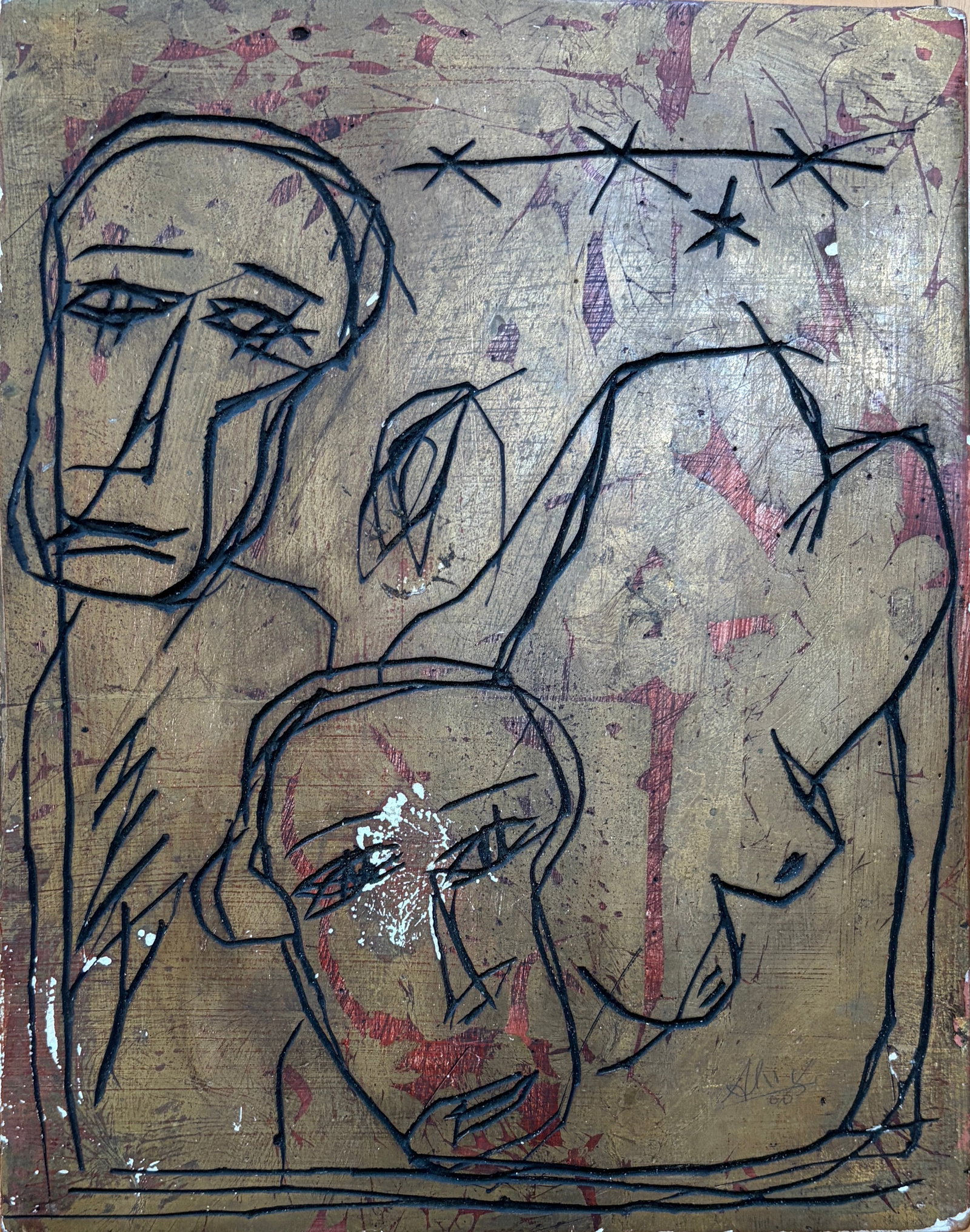 Alejandro Santiago (Mexican, 1964-2013) Original hand carved relief block, pencil signed (1 of 3)