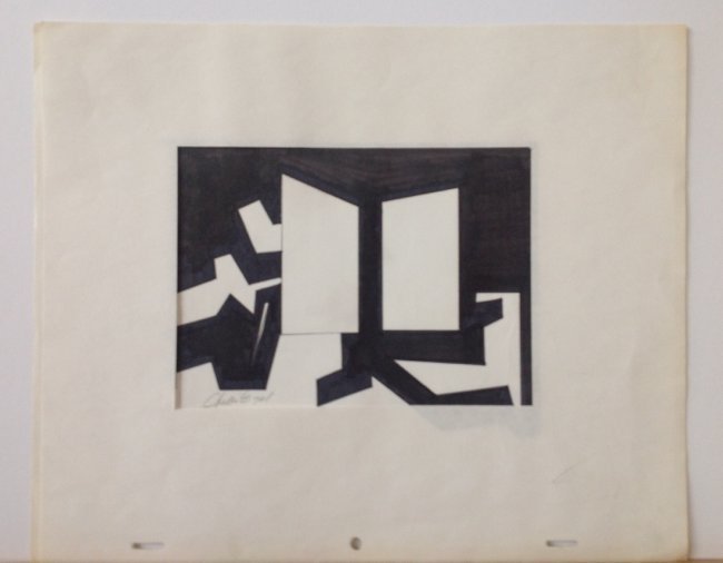 Jules Engel (1909 - 2003) Californian - Painting: Artist: Jules Engel (1909 - 2003) Title: Untitled Type: Ink marker / Brushed Ink Painting on Paper Signed in pencil. Dimension: 10.5 x 12.5" In 1945, Hazel Guggenheim (of the art patronage family) arr