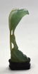 Natural Green Jade Carving Bird W Wood Stand