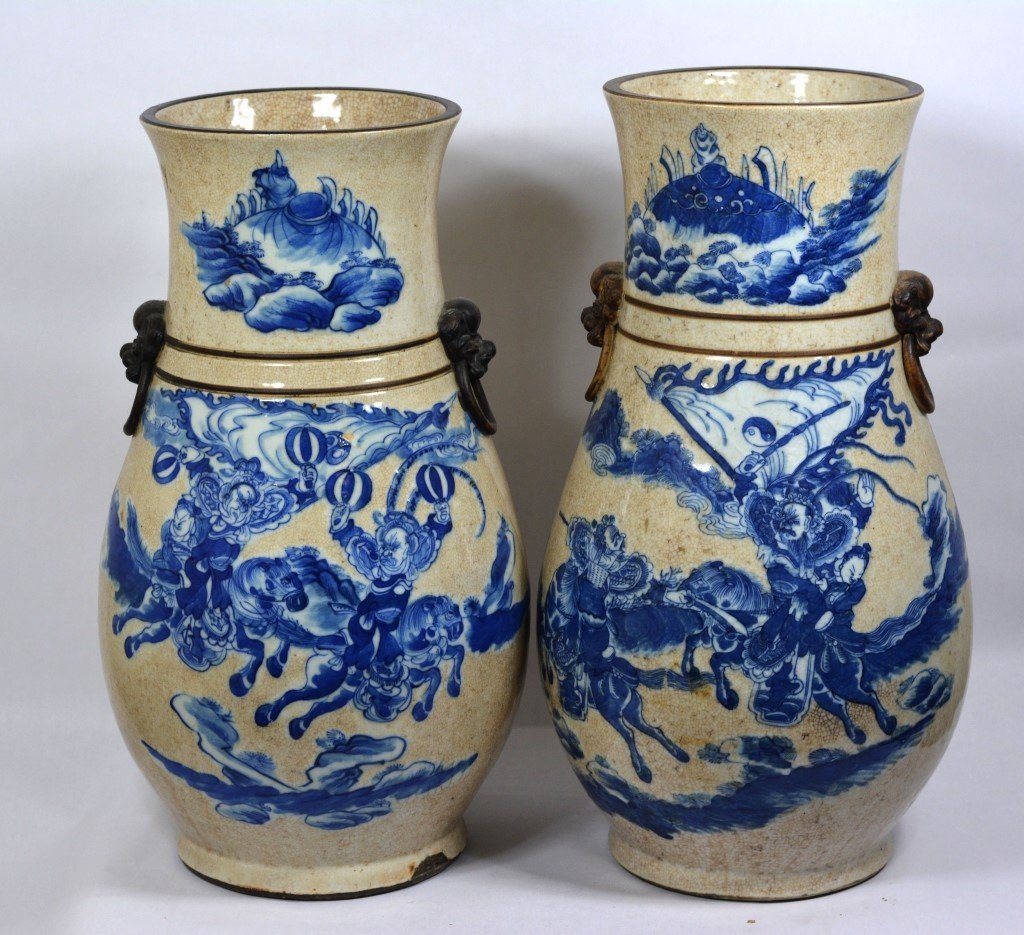 Pair Of  Large Chinese Blue & White Porcelain Vase (1 of 9)