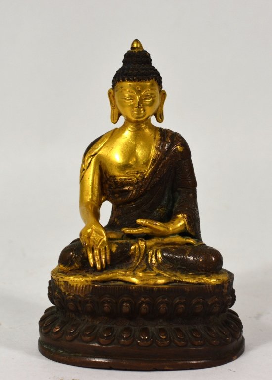 Chinese Bronze Seat Buddha Statue: Chinese Bronze Seat Buddha Statue with mark on the base. size:H 6 1/2' W 4 1/4' inch.