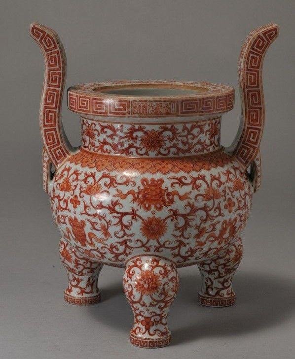 Chinese Copper Red Procelain Censer Bunner (1 of 5)