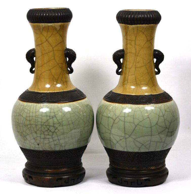 Pair Of Chinese Porcelain Vases with Bronze (1 of 7)