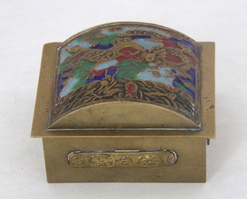 Small Chinese Enamel Bronze Box (1 of 2)