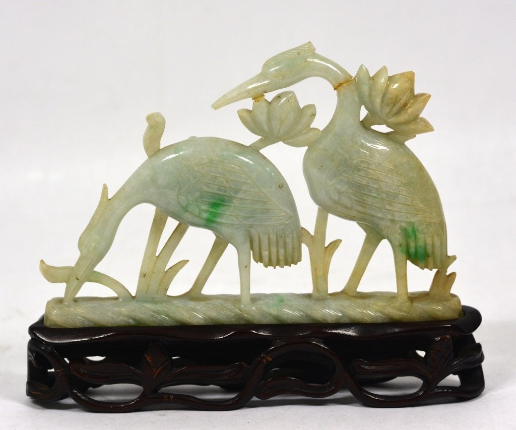 Chinese Jade Carved Of Two Crane Figure (1 of 4)