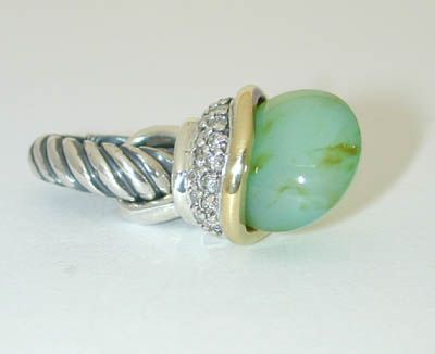 DAVID YURMAN Silver/18K Diamonds/Jade Pendant: DAVID YURMAN Silver/18K Diamonds/Jade Pendant. It is 5.9g weight and 13*21mm in size and w/total approx 30pt of Diamonds. Diamonds are in H color, VS clarity.