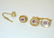 7806: 18K Gold Diamonds/Ruby Cufflinks/Tie pin set