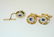 7906: 18K Gold Diamonds/Sapphires Cufflinks/Tie pin set
