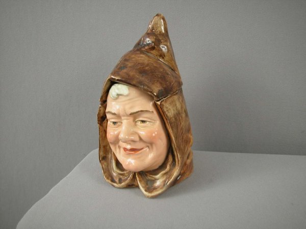 Majolica monk head humidor, ref: Horowitz p. 30, #: Majolica monk head humidor, ref: Horowitz p. 30, #094, 6 1/2"