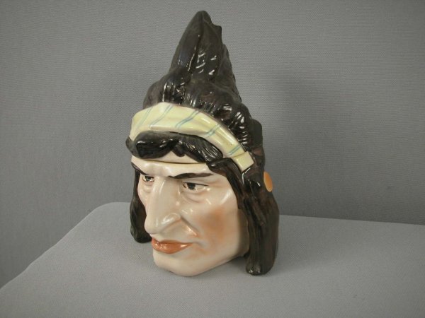 Majolica Indian Brave humidor, 7" : Majolica Indian Brave humidor, 7"