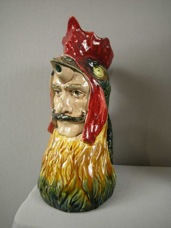 ORCHIES "Rooster Man" figural pitcher, very rare f: ORCHIES "Rooster Man" figural pitcher, very rare form, 11", ref: Cunningham p. 143