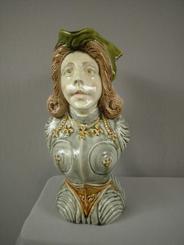 FRIE ONNAING "Joan of Arc" figural pitcher, 11", r: FRIE ONNAING "Joan of Arc" figural pitcher, 11", rare form, ref: Cunningham p. 111