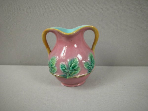 GEORGE JONES pink strawberry server creamer, base: GEORGE JONES pink strawberry server creamer, base repair